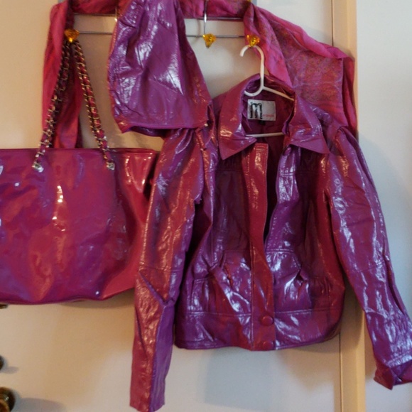 3 PC Set Purple Fuchsia Purse, Jacket w / zip Hood - Picture 2 of 4